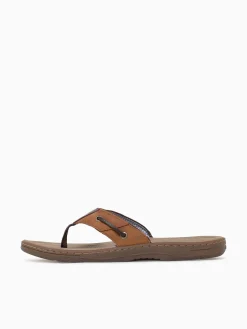 Discount Sperry baitfish thong leather Brown