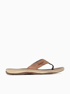 Outlet Sperry baitfish thong leather Tan