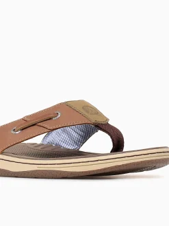 Outlet Sperry baitfish thong leather Tan
