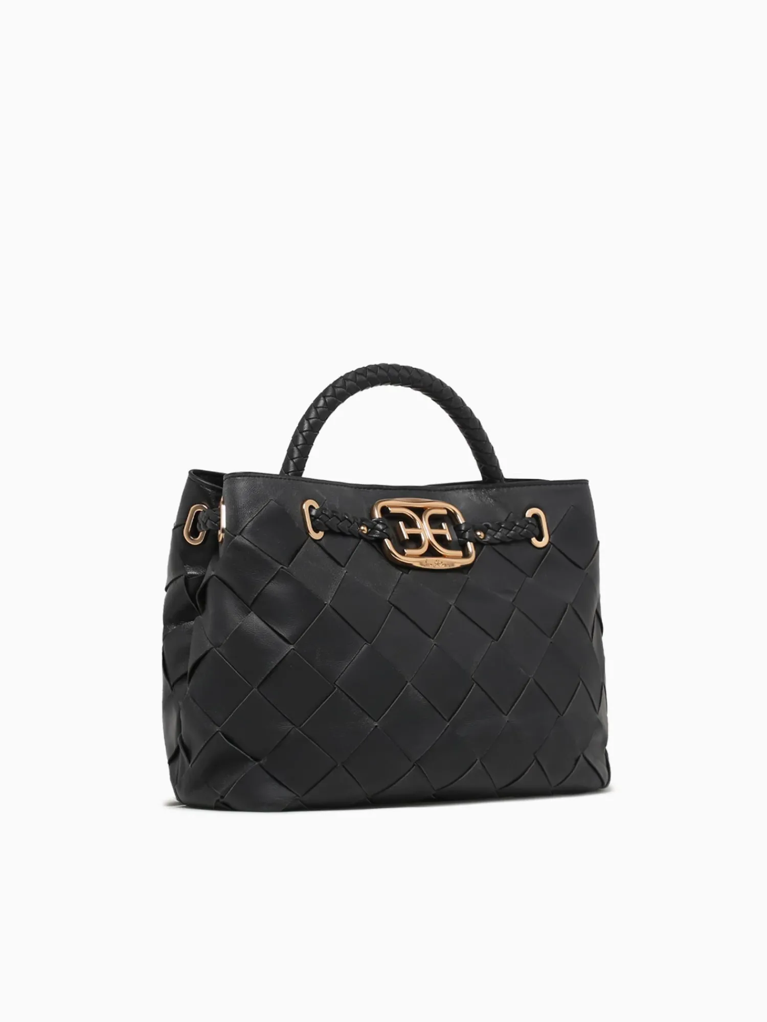 Sale Sam Edelman cleo small woven satchel leather Black