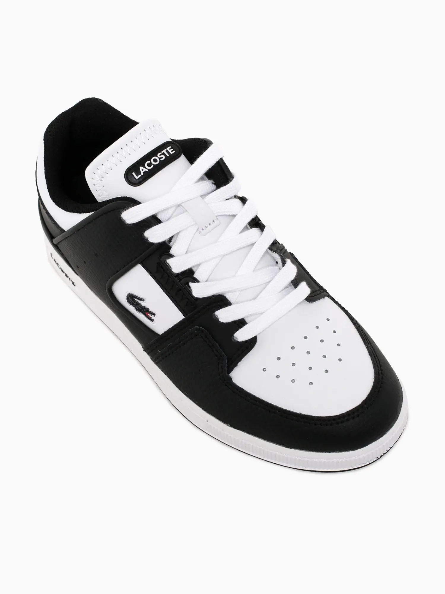 New Lacoste court cage blk wht leather Black