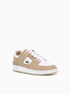 Hot Lacoste court cage lt brw wht leather Brown