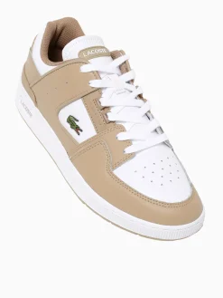 Hot Lacoste court cage lt brw wht leather Brown