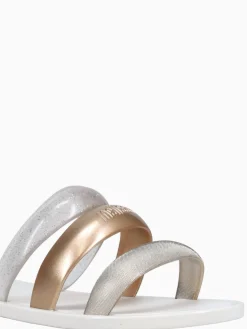 Discount Melissa eclipse slide bronze gold jelly White