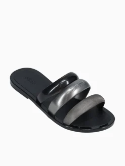 Clearance Melissa eclipse slide black jelly Silver