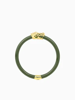 Online BuDhaGirl fauna crocodile all weather bangle (awb) - jade Dark Green