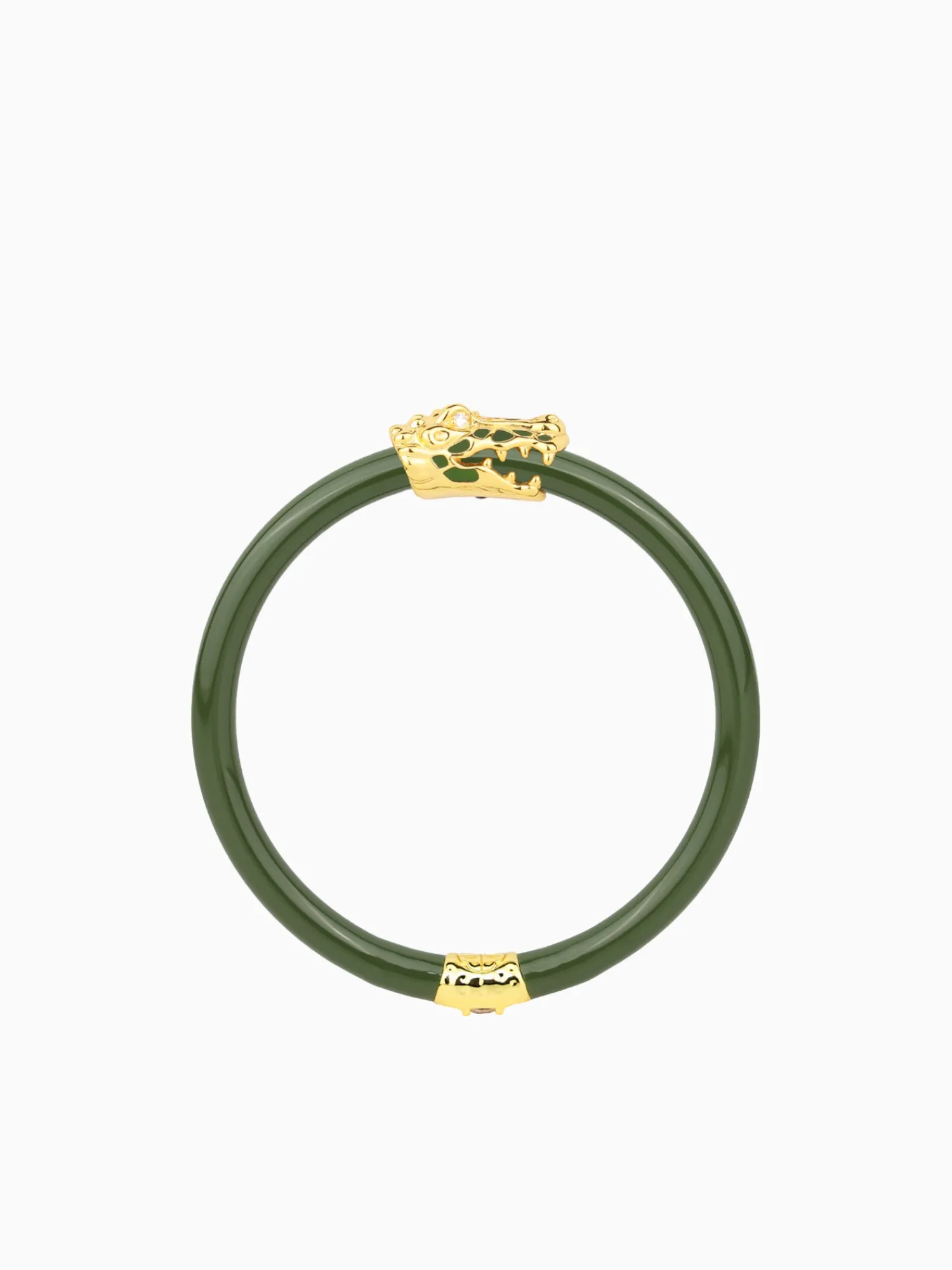 Online BuDhaGirl fauna crocodile all weather bangle (awb) - jade Dark Green