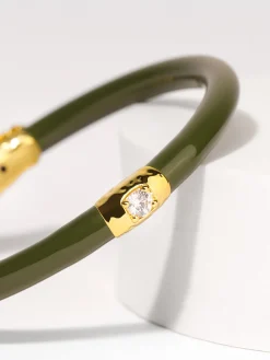 Online BuDhaGirl fauna crocodile all weather bangle (awb) - jade Dark Green