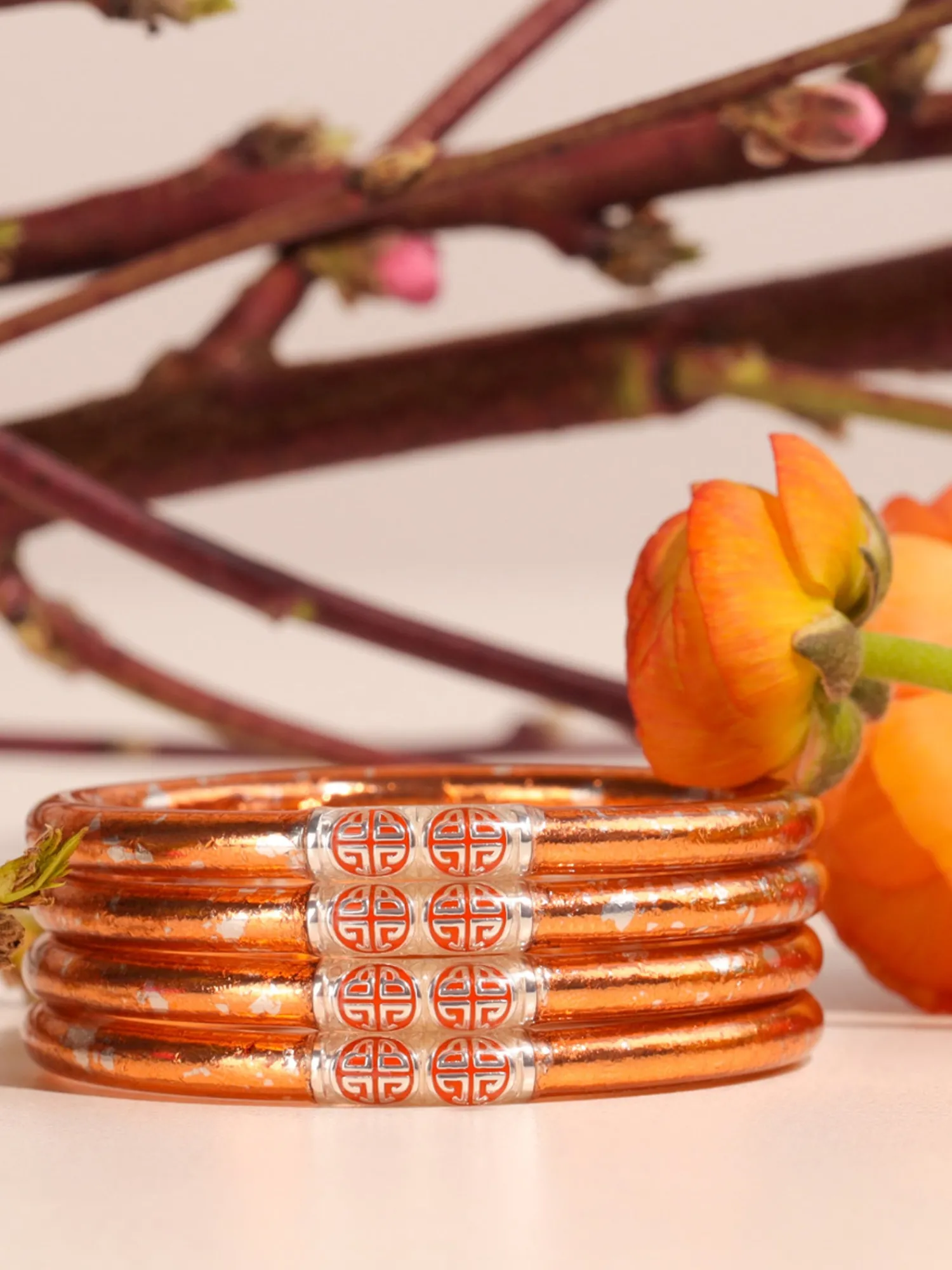 Best BuDhaGirl koi peche all weather bangles (awb) - set of 4 Orange