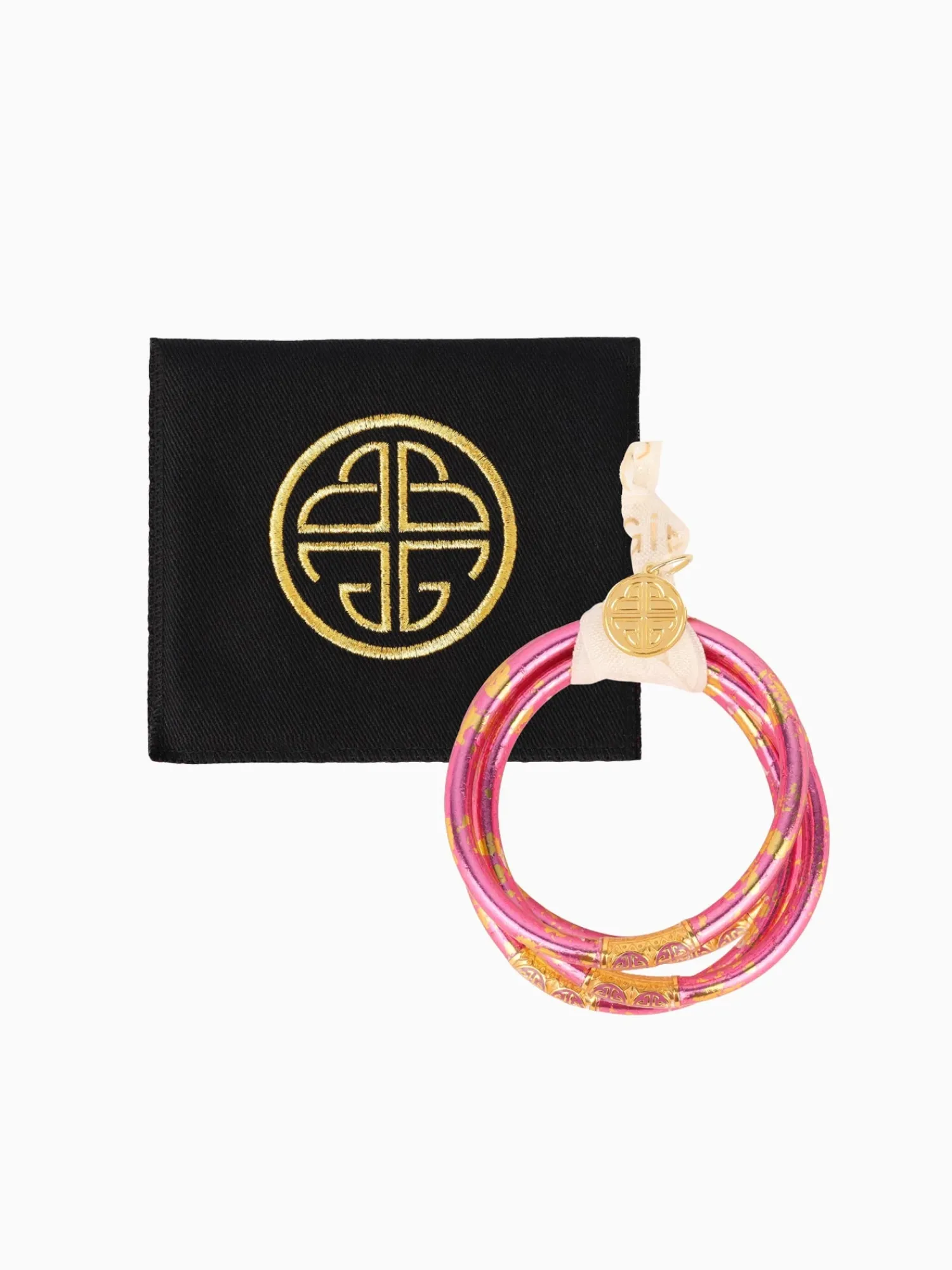 Fashion BuDhaGirl koi rose all weather bangles (awb) - set of 4 Pink