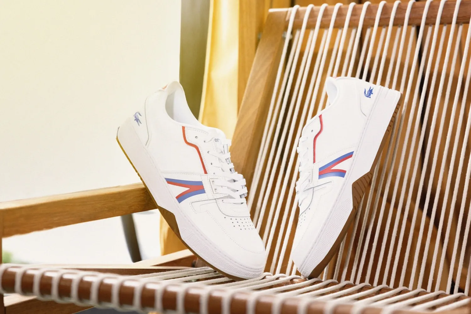 Hot Lacoste l001 124 9 white red blu leather White Multi