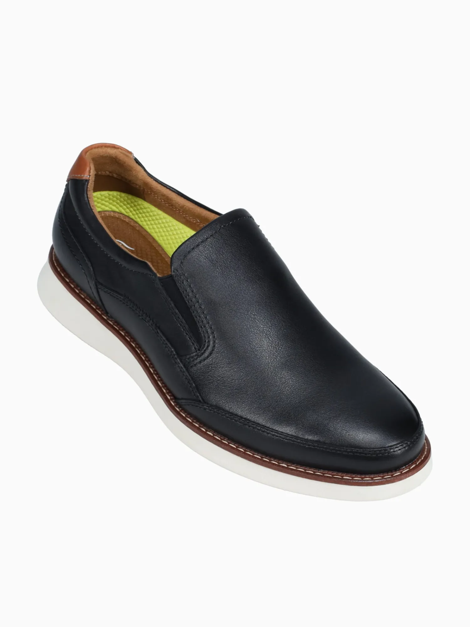 Discount Florsheim launch moc toe slip on blk cognac leathe Black