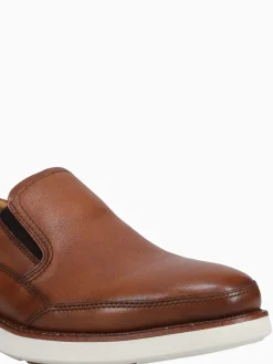 Discount Florsheim launch moc toe slip on nvy leathe Cognac