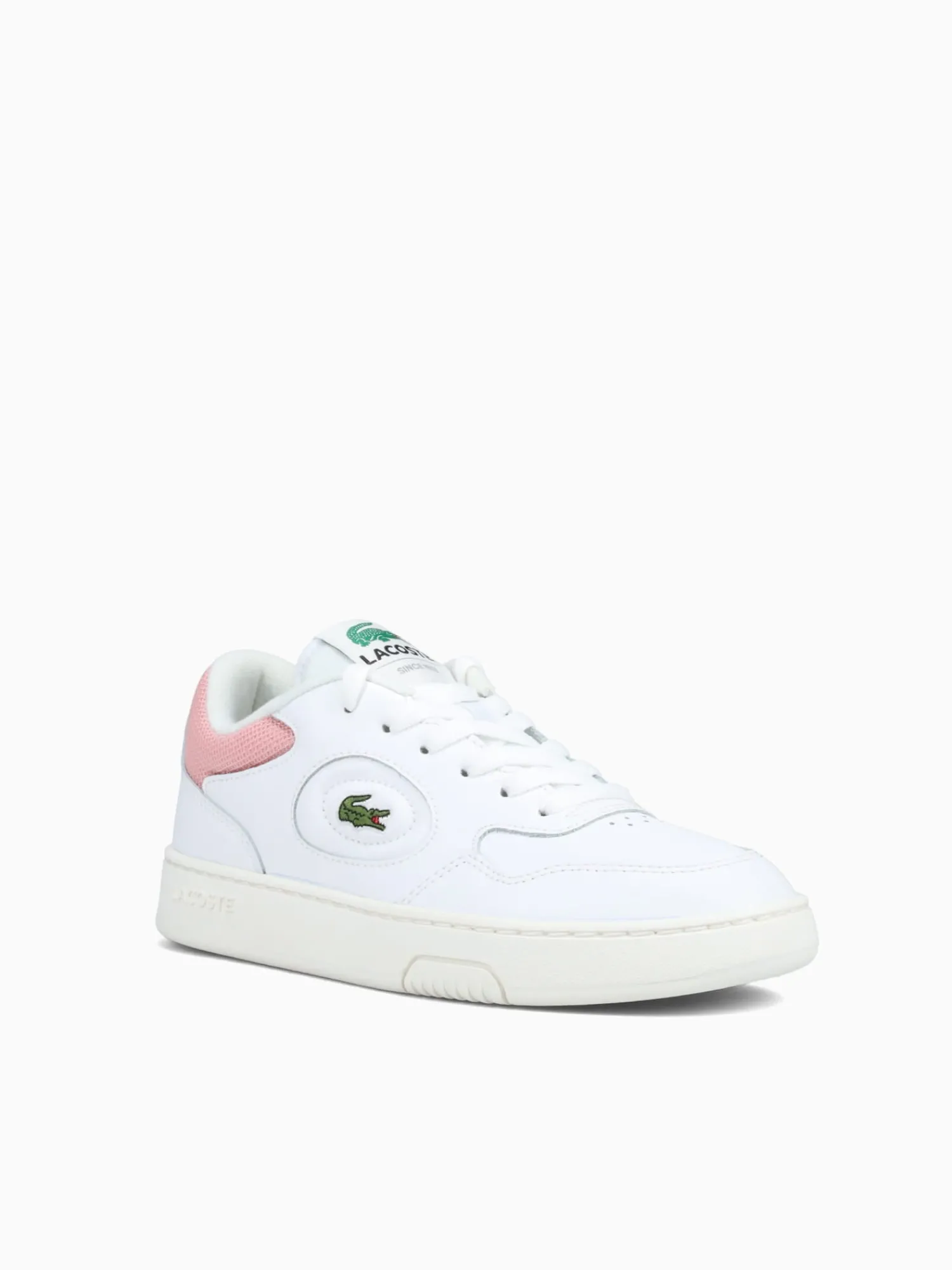 Hot Lacoste lineset wht pink leather White