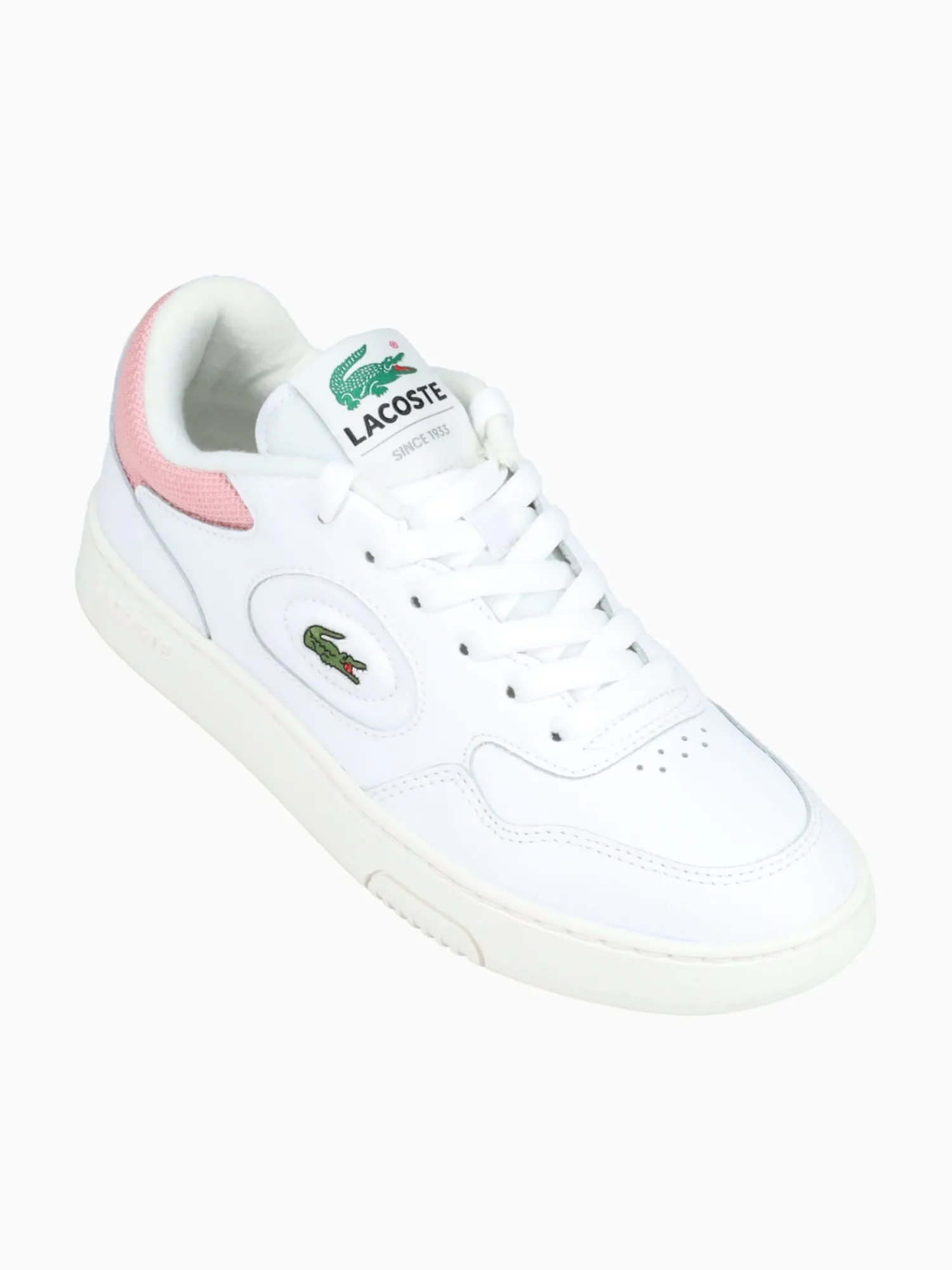 Hot Lacoste lineset wht pink leather White