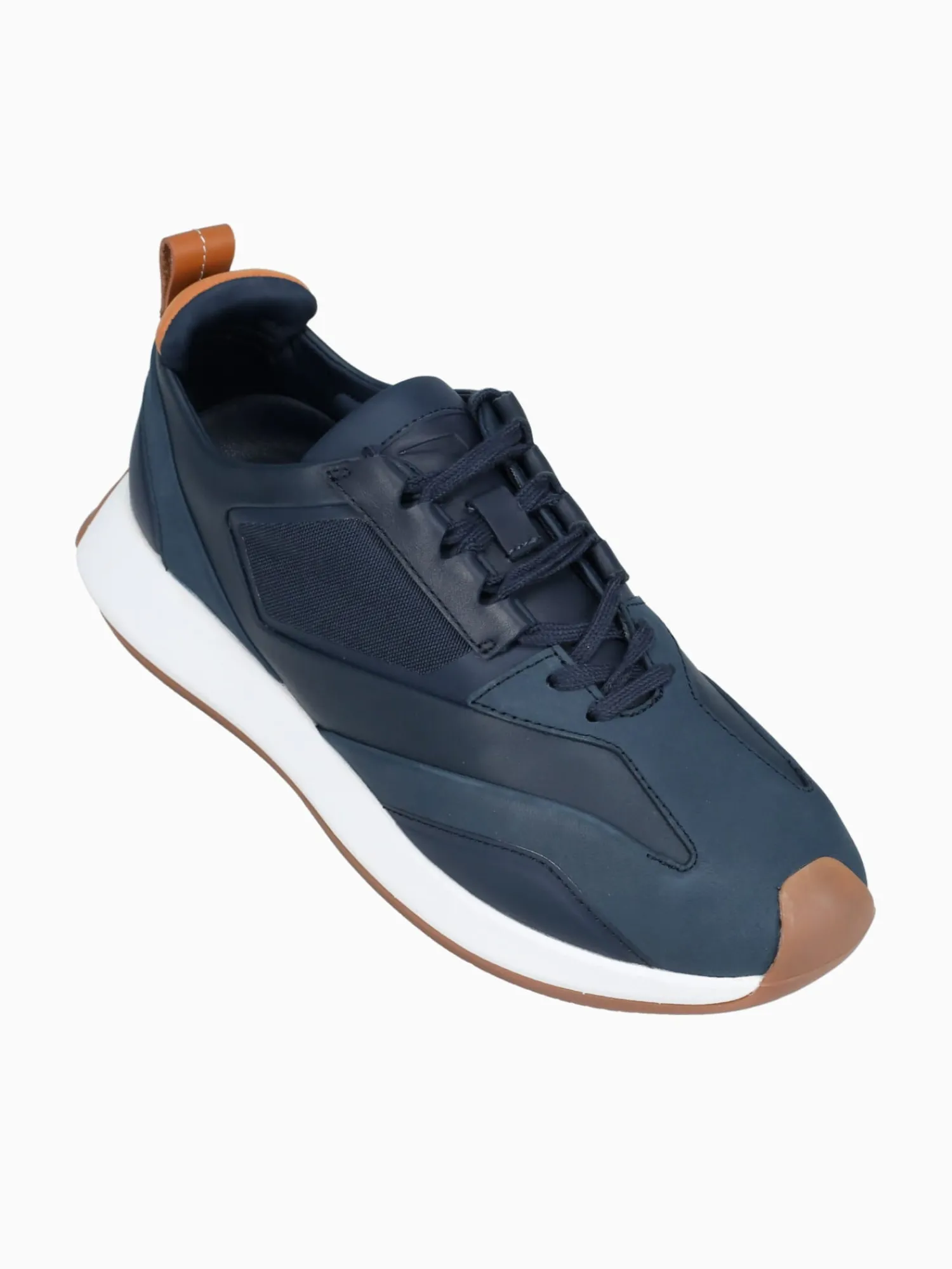 Outlet Wolf & Shepherd marathon trainer white leather Navy
