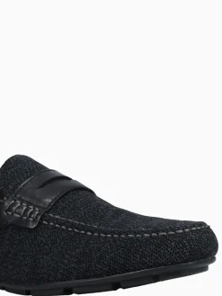 Fashion Florsheim motor knit moc toe peny blk blk knit smo Black