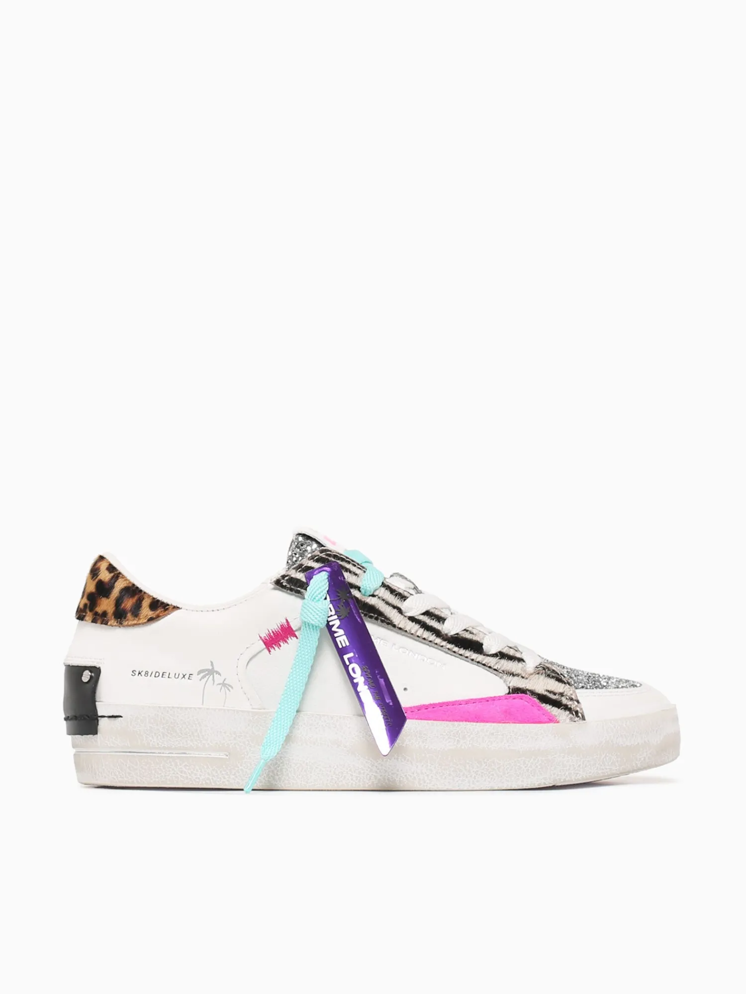 New CRIME LONDON sk8 deluxe 20105pp7 10 wht zebra lea White