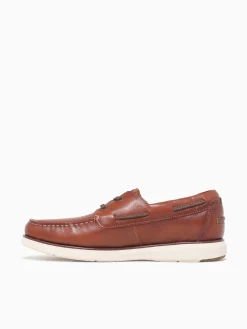 Sale Florsheim tropics moc toe boat chestnut lea Cognac