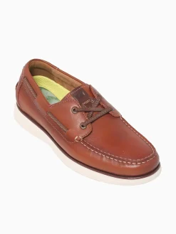 Sale Florsheim tropics moc toe boat chestnut lea Cognac