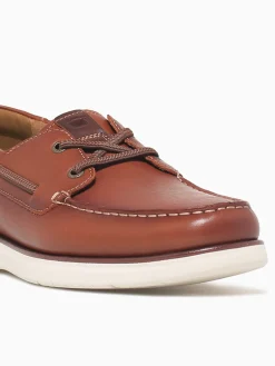 Sale Florsheim tropics moc toe boat chestnut lea Cognac